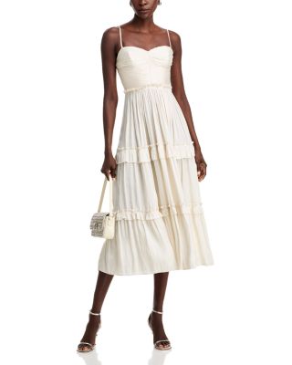 Ruched Ruffled Midi Dress - Exclusive