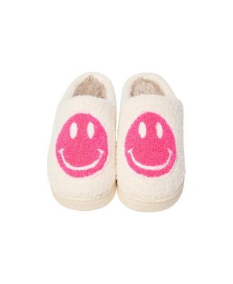 Malibu Sugar - Girls' Plush Happy Face Slippers - Little Kid