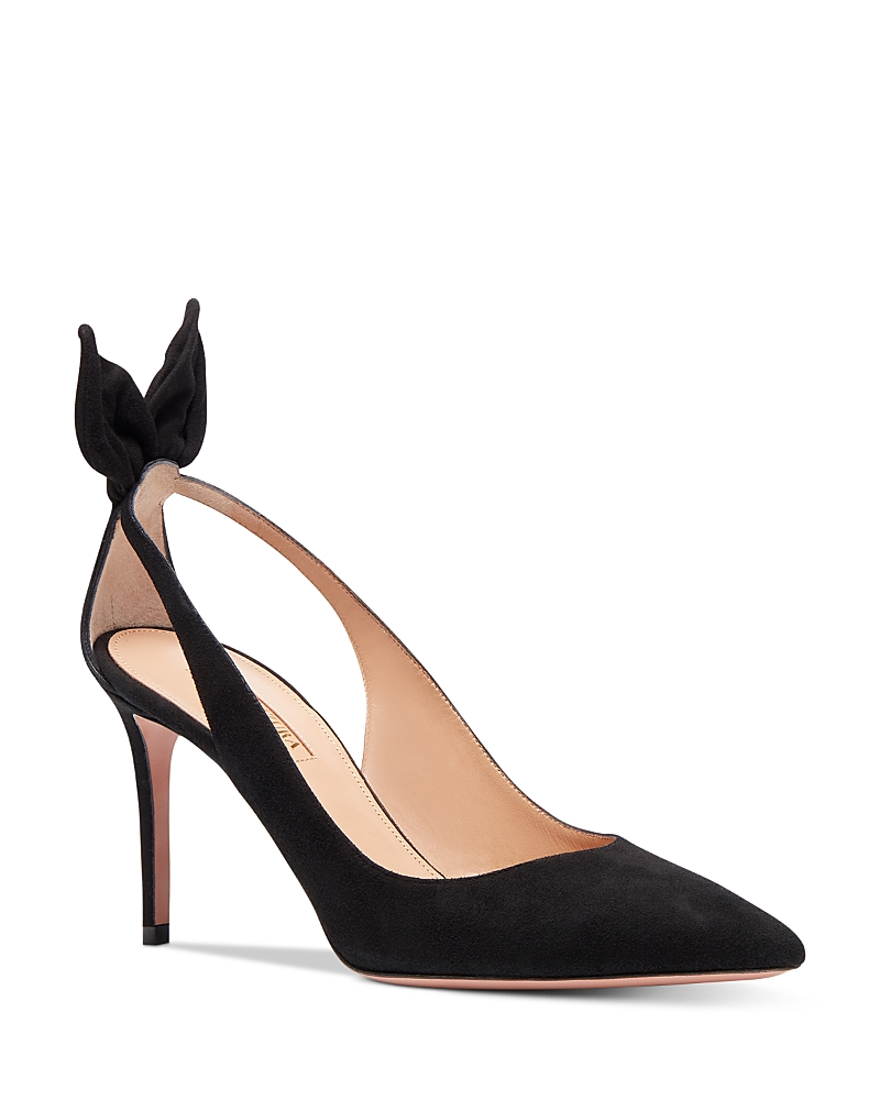 Aquazzura Bow Tie Pump 85 In Camoscio Colore Nero In Black