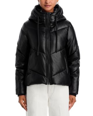 Faux Leather Puffer Jacket