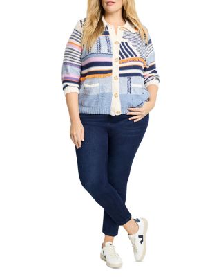 Pattern Play Button Front Cardigan