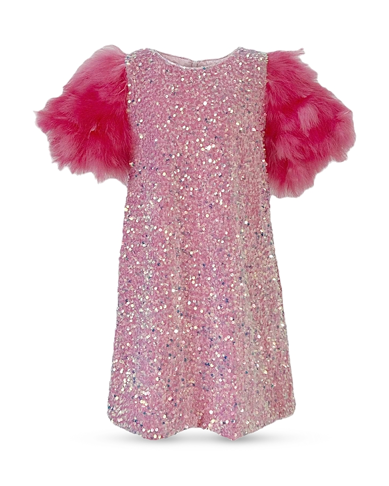 Lola + The Boys Girls' Rose Faux Feather Party Dress - Little Kid, Big Kid