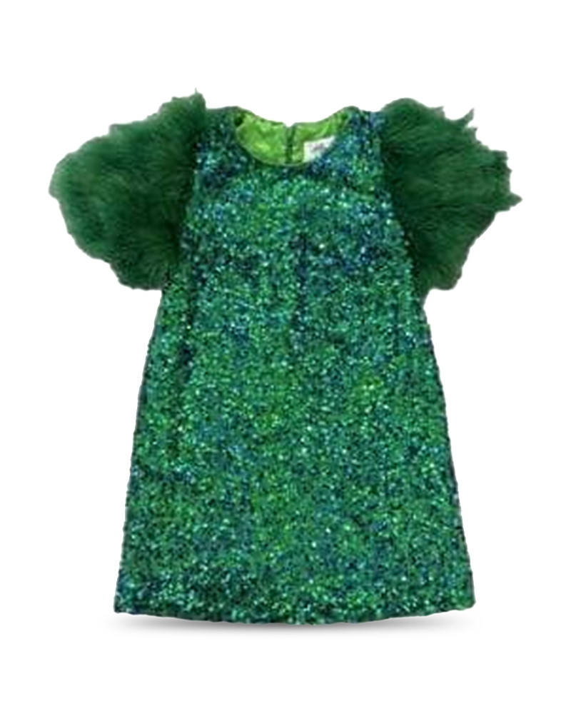 Lola + The Boys Girls' Jade Faux-Feather Party Dress - Little Kid, Big Kid