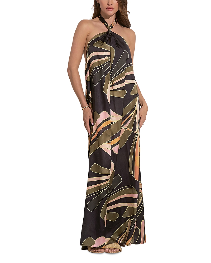 Elan Halter Maxi Dress In Black Manila