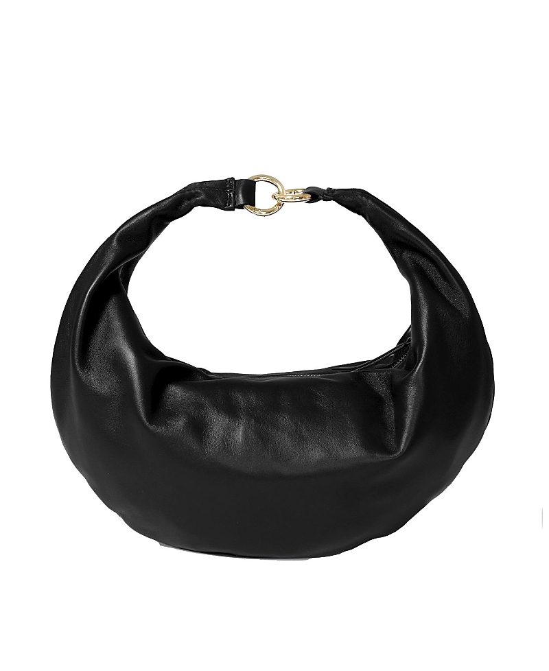 Hyer Goods Mini Leather Convertible Hobo Crescent Ring Bag In Black Gold