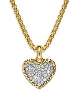 David Yurman - Pav&eacute; Heart Amulet in 18K Yellow Gold with Diamonds, 15.6mm