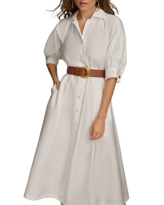 Belted A Line Midi Satin Dress