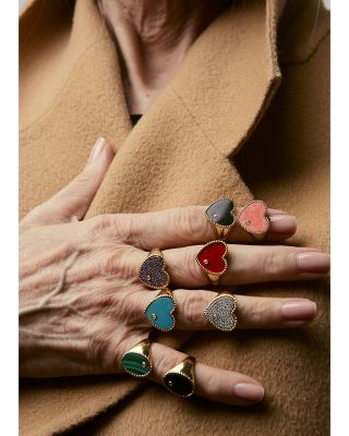 9K Yellow Gold Diamond & Malachite Oval Signet Ring