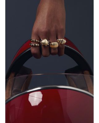 9K Yellow Gold Diamond Ribbed Ring, 0.04 tcw