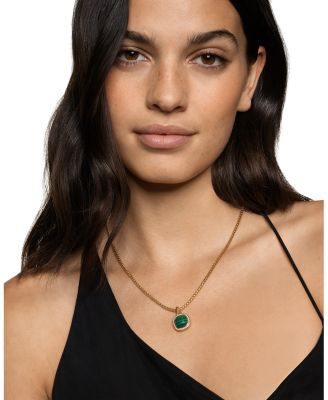 Albion&reg; Pendant in 18K Yellow Gold with Malachite and Diamonds, 11mm
