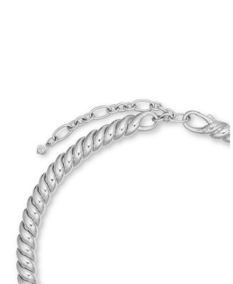 Sterling Silver Sculpted Cable Collar Necklace, 14.5-16"