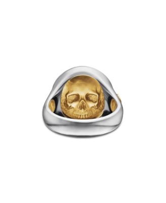 Men's Life & Death Duality Signet Ring in Sterling Silver with 18K Yellow Gold