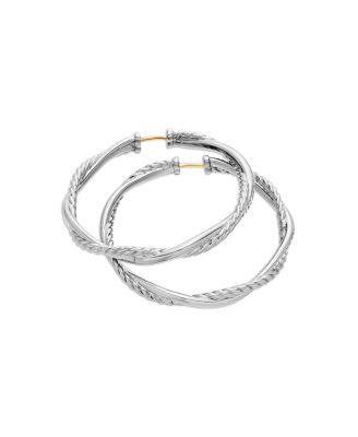 Petite Infinity Hoop Earrings in Sterling Silver with Pav&eacute; Diamonds