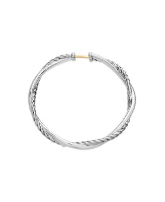 Petite Infinity Hoop Earrings in Sterling Silver with Pav&eacute; Diamonds