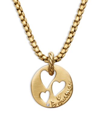 DY Elements&reg; Open Hearts Pendant in 18K Yellow Gold with Diamonds