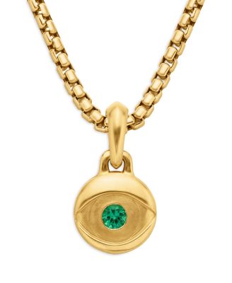 Men's 18K Yellow Gold Blue Evil Eye Amulet Pendant