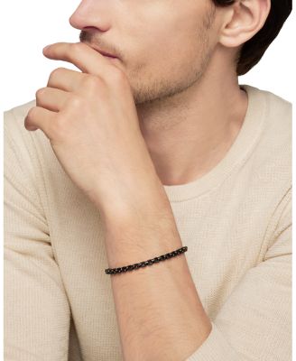 Men's Box Chain Bracelet in Sterling Silver or Stainless Steel with 14K Yellow Gold, 5mm