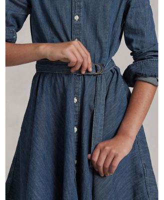 Girls' Denim Shirt Dress with Belt - Big Kid