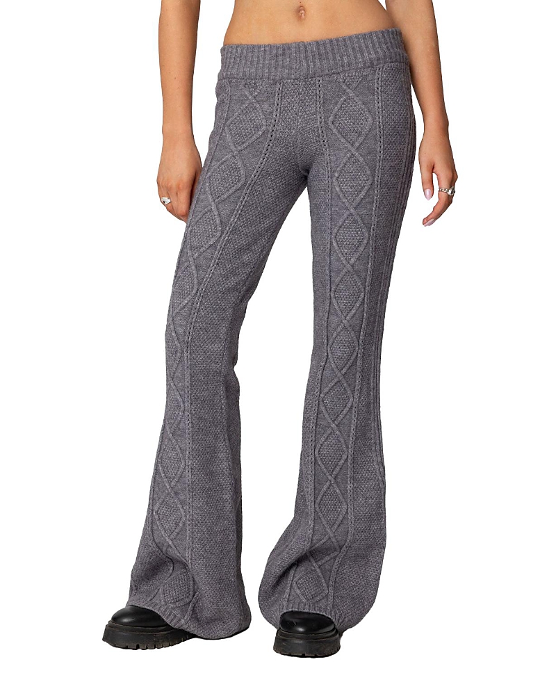 EDIKTED RAY CABLE KNIT FLARED PANTS