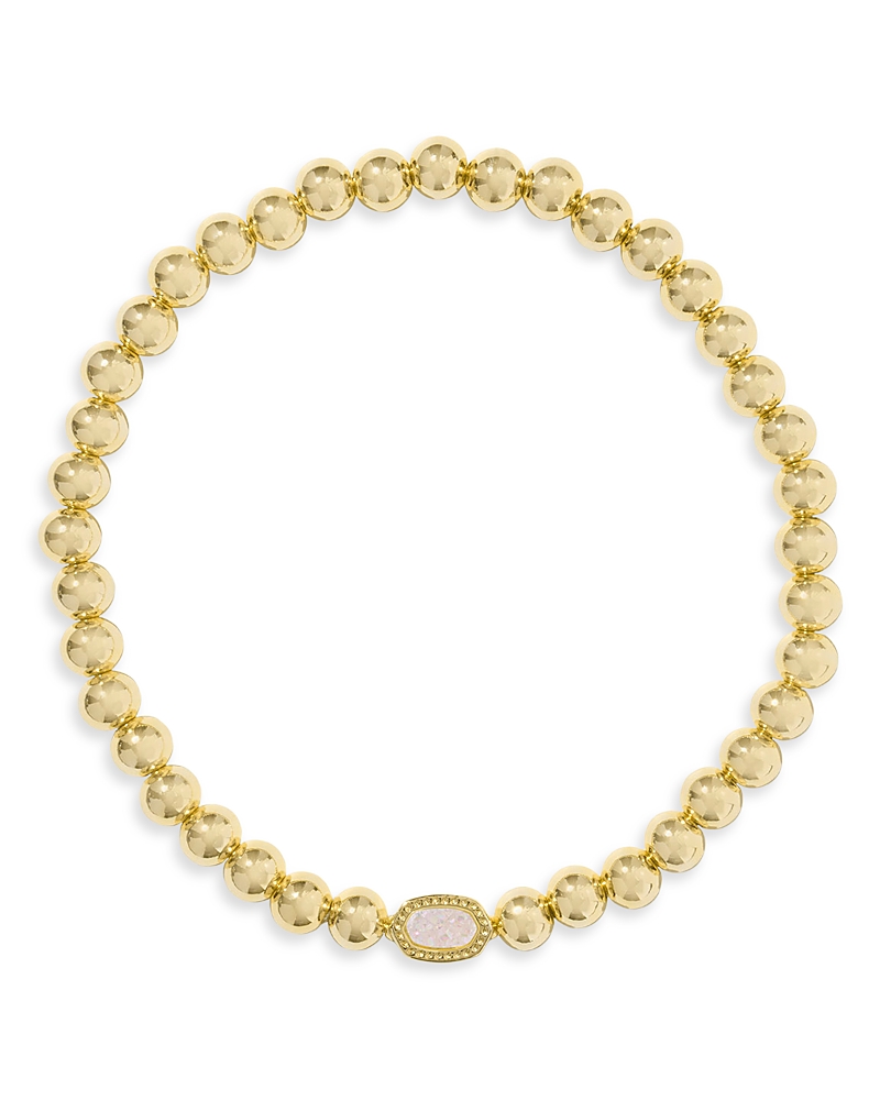 Kendra Scott Mini Elaina Beaded Stretch Bracelet In Gold/tan