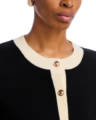 Contrast Border Button Front Cardigan