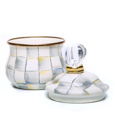 Sterling Check Lidded Sugar Bowl