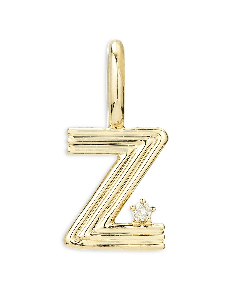 Adina Reyter 9k Yellow Gold Diamond Groovy Initial Charm Pendant In Z