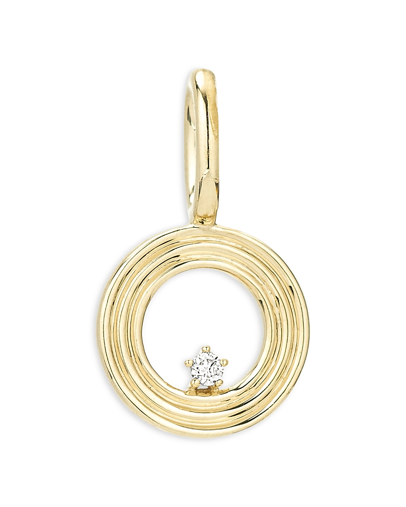 ADINA REYTER 9K YELLOW GOLD DIAMOND GROOVY INITIAL CHARM PENDANT