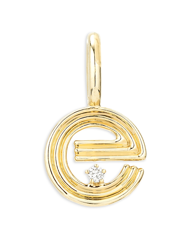 Adina Reyter 9k Yellow Gold Diamond Groovy Initial Charm Pendant