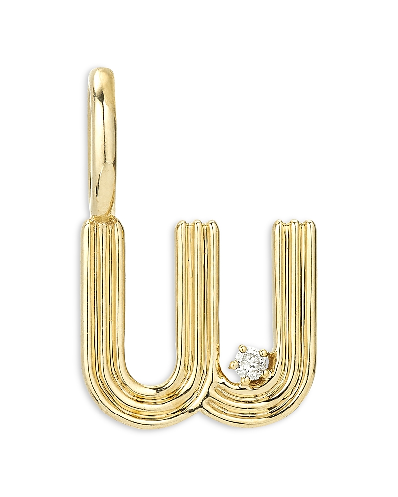 ADINA REYTER 9K YELLOW GOLD DIAMOND GROOVY INITIAL CHARM PENDANT