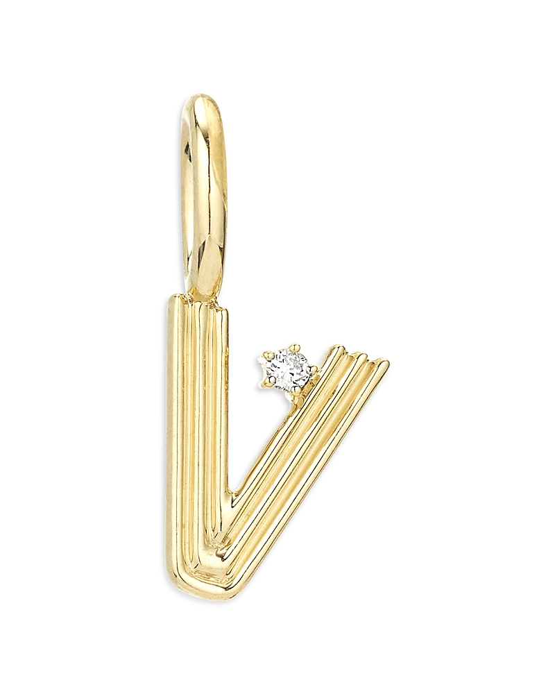 Adina Reyter 9k Yellow Gold Diamond Groovy Initial Charm Pendant