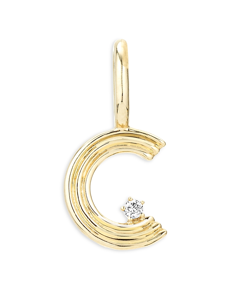 ADINA REYTER 9K YELLOW GOLD DIAMOND GROOVY INITIAL CHARM PENDANT
