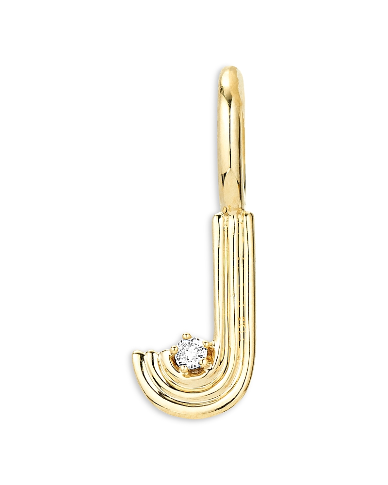 Adina Reyter 9k Yellow Gold Diamond Groovy Initial Charm Pendant In J