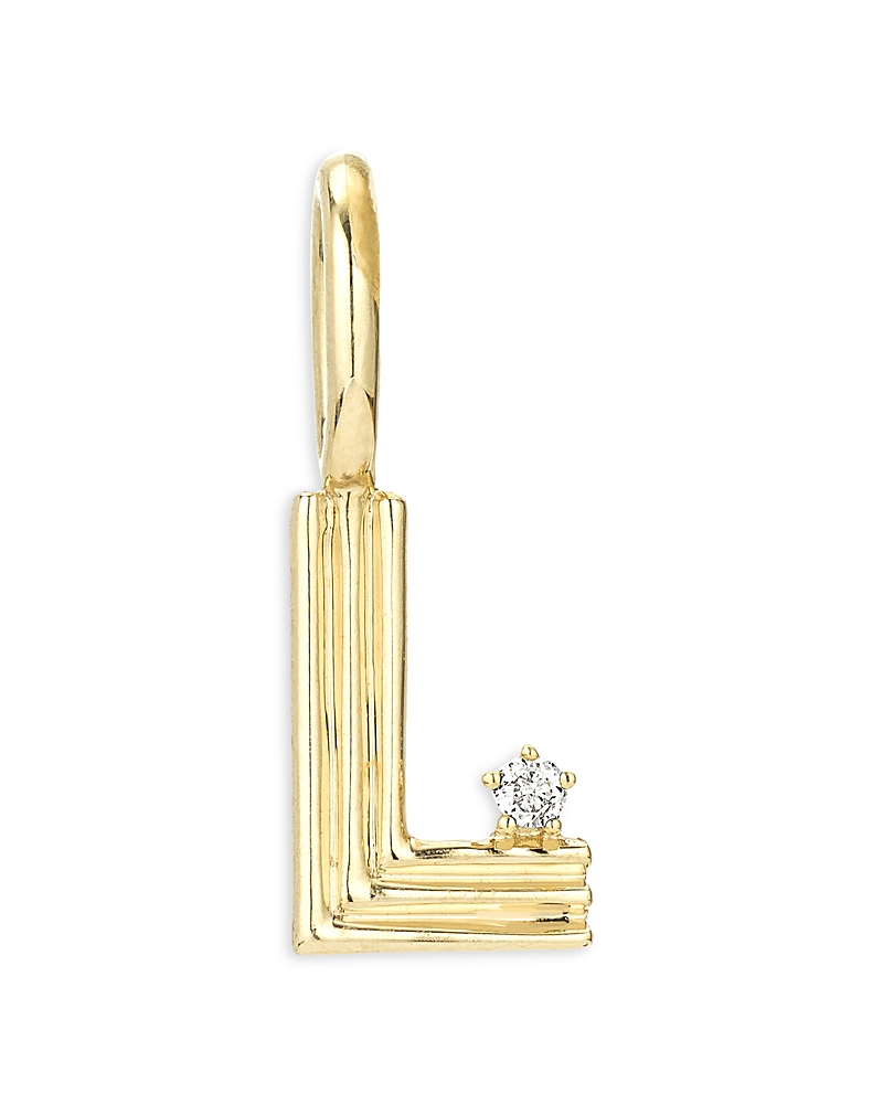 ADINA REYTER 9K YELLOW GOLD DIAMOND GROOVY INITIAL CHARM PENDANT