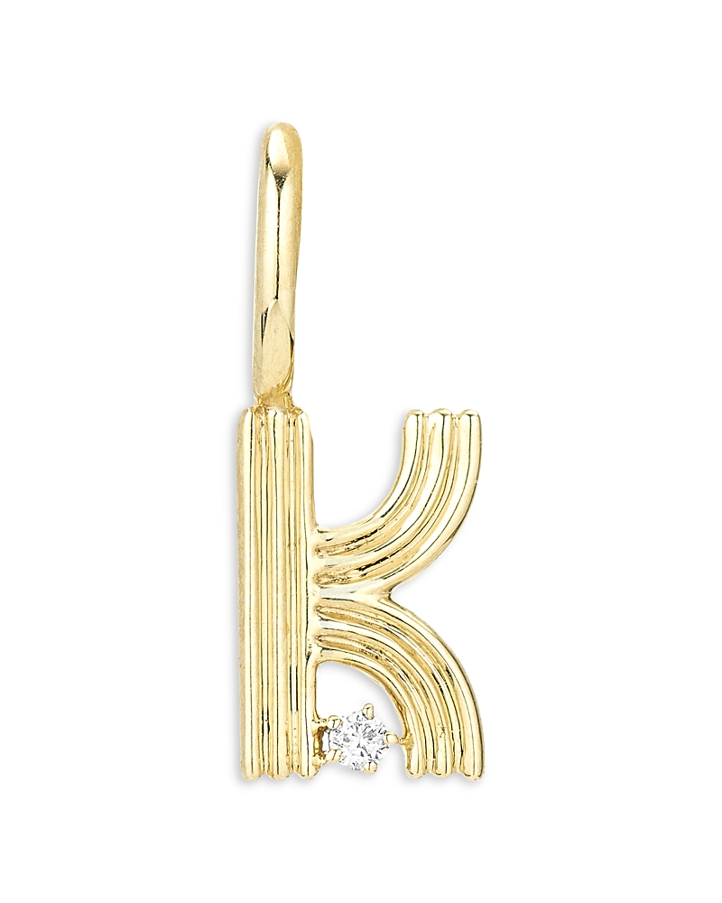 ADINA REYTER 9K YELLOW GOLD DIAMOND GROOVY INITIAL CHARM PENDANT
