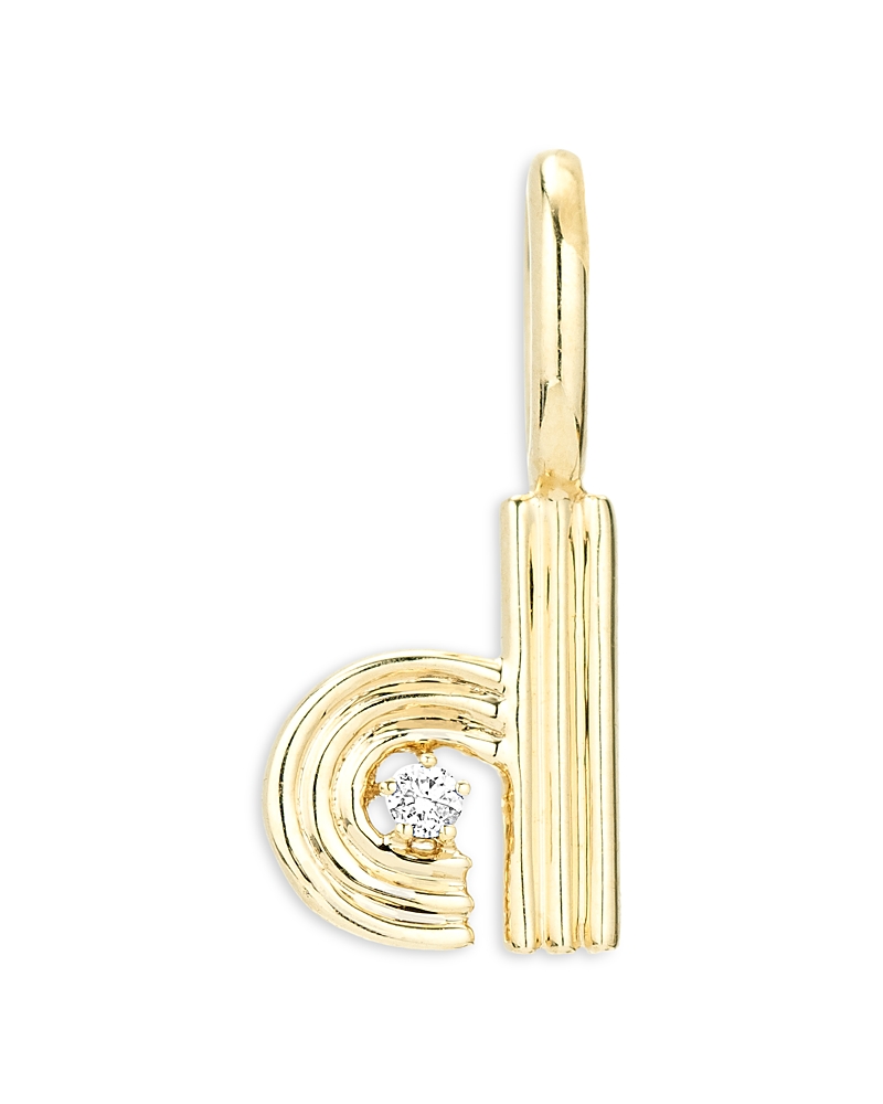 ADINA REYTER 9K YELLOW GOLD DIAMOND GROOVY INITIAL CHARM PENDANT