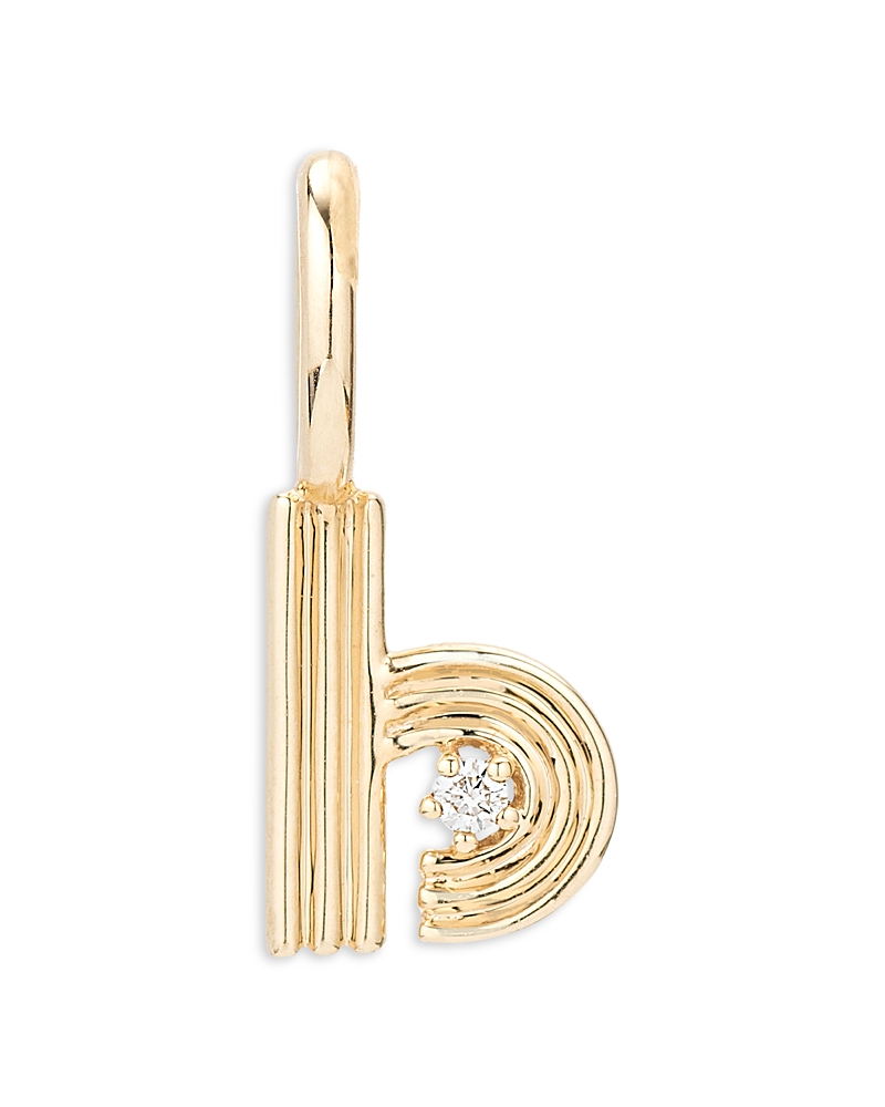 Adina Reyter 9K Yellow Gold Diamond Groovy Initial Charm Pendant