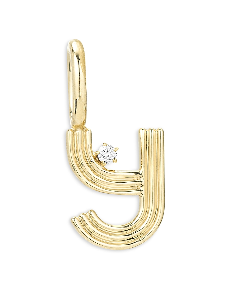 Adina Reyter 9k Yellow Gold Diamond Groovy Initial Charm Pendant