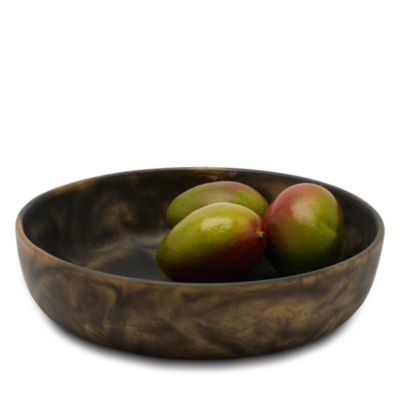 Hugo Black and Gold Swirled Resin Large Serving Bowl