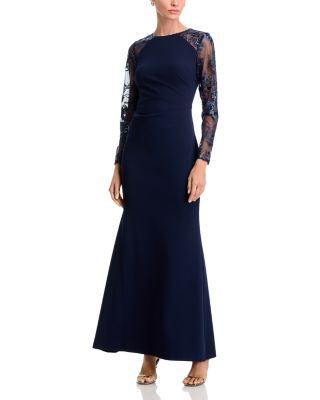 Eliza J - Raglan Sleeve Mixed Media Gown