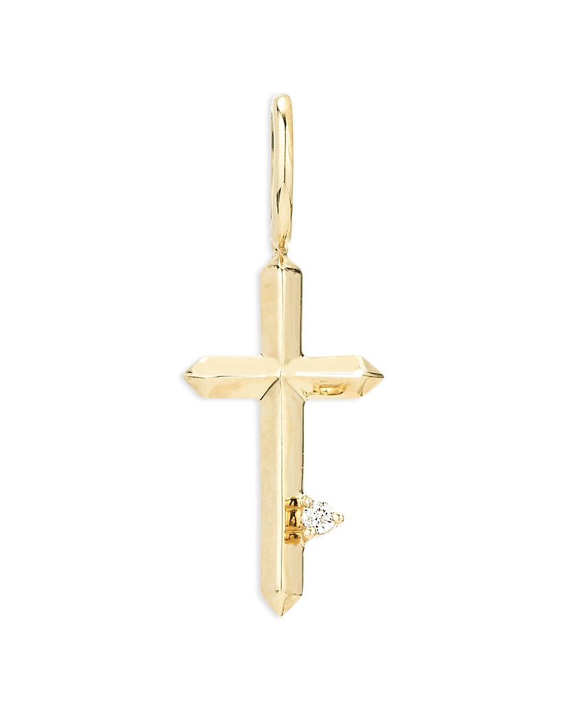 Adina Reyter 9k Yellow Gold Diamond Cross Charm Pendant In Gold