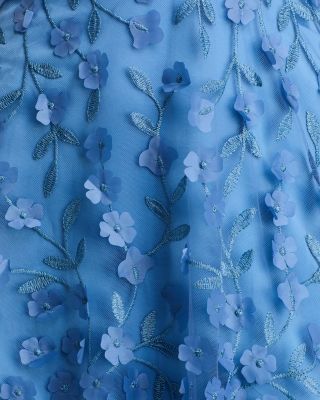 3D Flower V Neck Gown