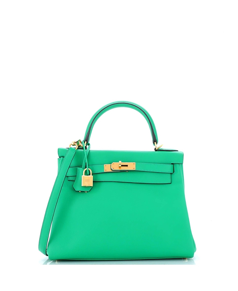 Pre-owned Pre-owned Hermes Hermes Kelly 28 Handbag Green Evercolor With Gold Hardware In Menthe