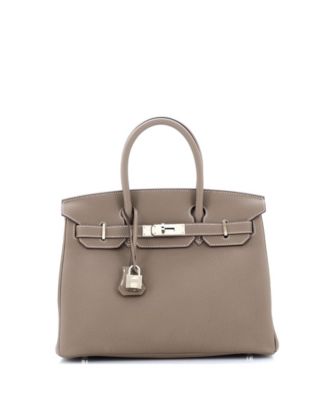 Pre-Owned Hermes Birkin 30 Handbag Grey Togo with Palladium Hardware