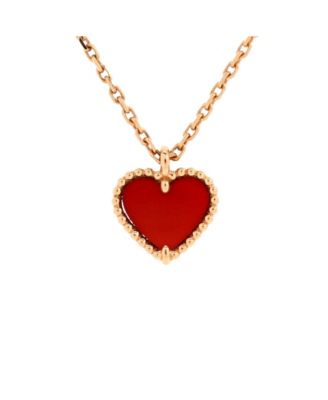 Pre-Owned Van Cleef & Arpels Sweet Alhambra Heart Pendant Necklace 18K Rose Gold and Carnelian