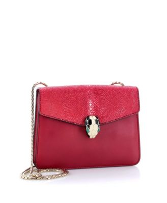  Small Serpenti Forever Square Shoulder Bag Leather and Stingray