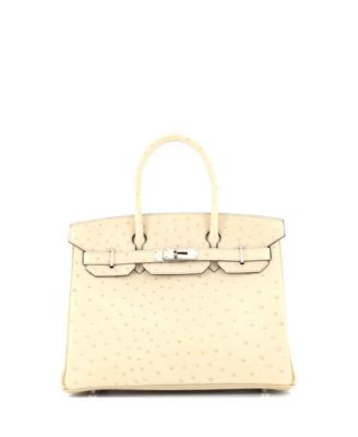 Pre-Owned Hermes Birkin 30 Handbag Light Ostrich with Palladium Hardware