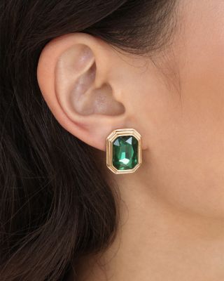 Color Stone Stud Earrings in 18K Gold Plated