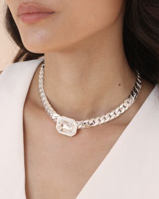 Stone Deco Statement Necklace, 15"-18"