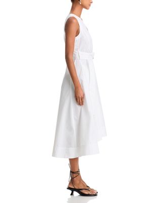 Sleeveless V Neck Belted Midi Dress